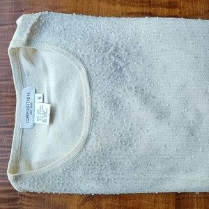 BEADED SILK KNIT SHIMMER SWEATER